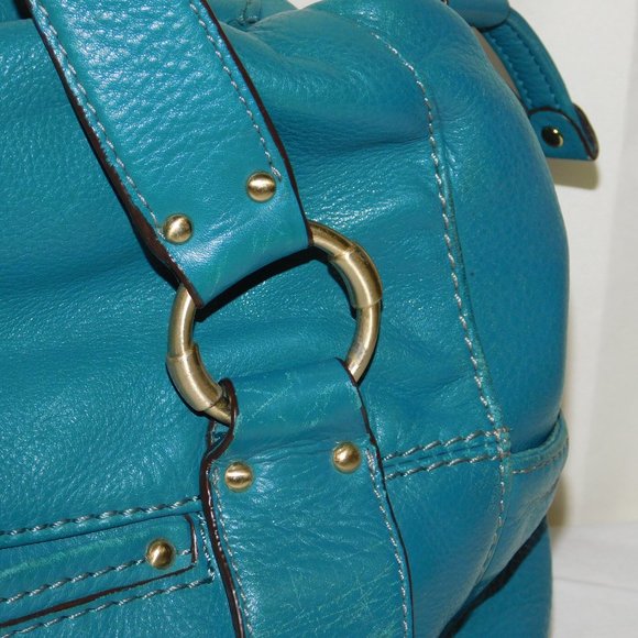 MICHAEL KORS Satchel Barrel Leather Handbag Large Turquoise - Picture 8 of 14